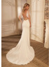 Short Sleeves Beaded Ivory Satin Tulle Wedding Dress